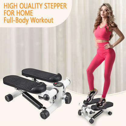 Mini Stepper for Exercise Stair Stepper with Resistance Bands, Full Body Workout Stepper with Digital Monitor for Home Workout