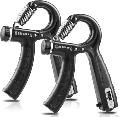 2 Pack Grip Strength Trainer with Counter, Hand Grip Strengthener, Adjustable Resistance 11-132Lbs (5-60Kg), Non-Slip Gripper, Perfect for Athletes and Hand Rehabilitation Exercising