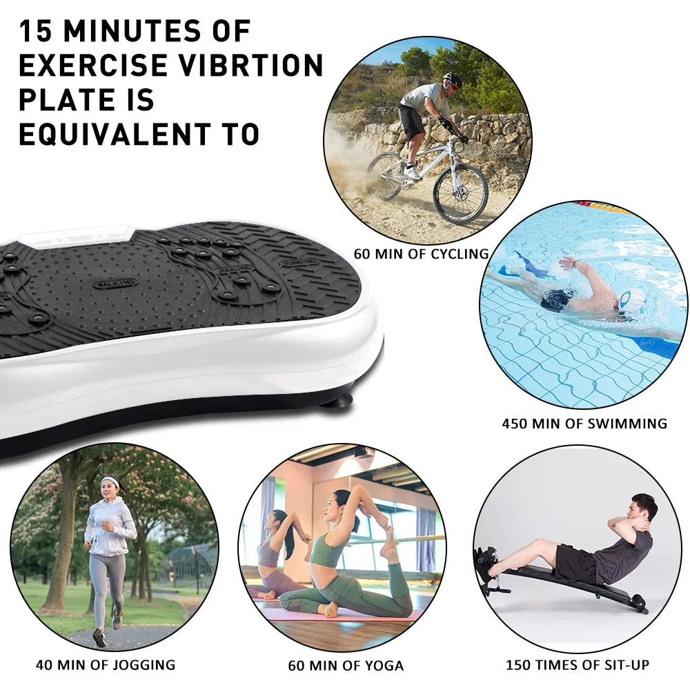 Vibration Plate Exercise Machine Whole Body Workout Vibration Fitness Platform with Accessories, White