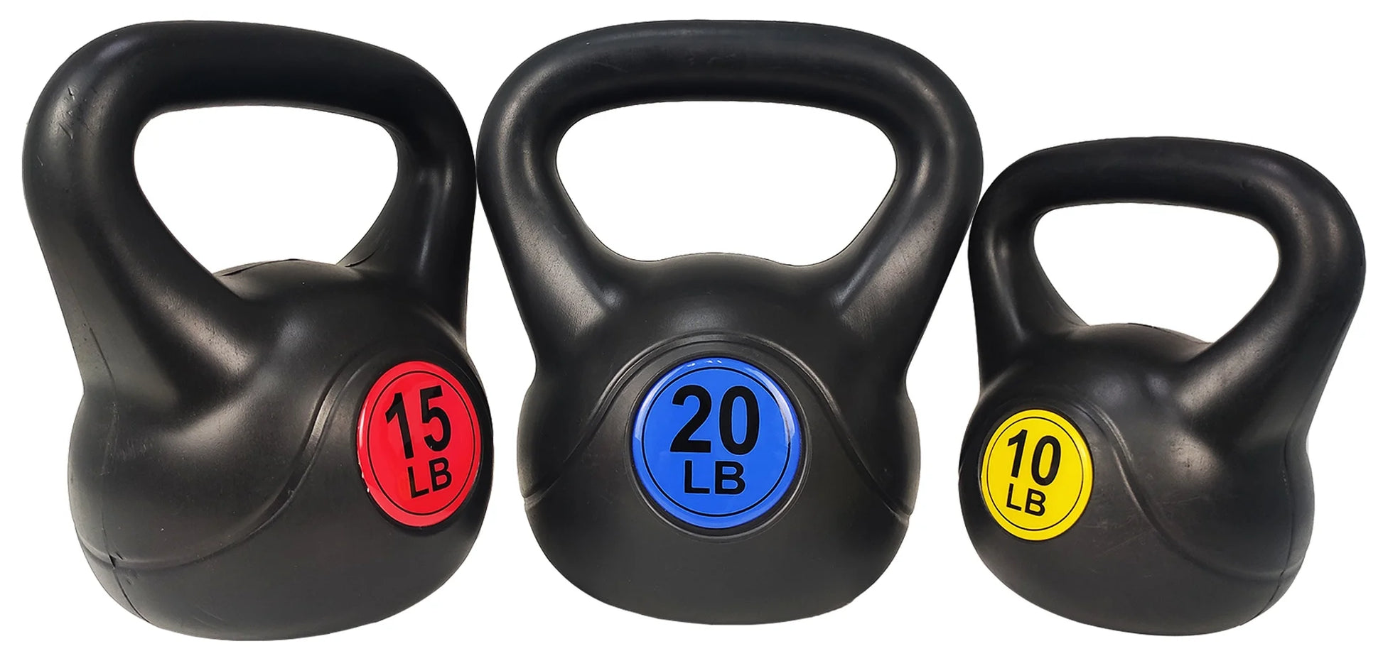 Wide Grip Kettlebell Exercise Fitness Weight Set, 3-Pieces: 10Lb, 15Lb and 20Lb Kettlebells