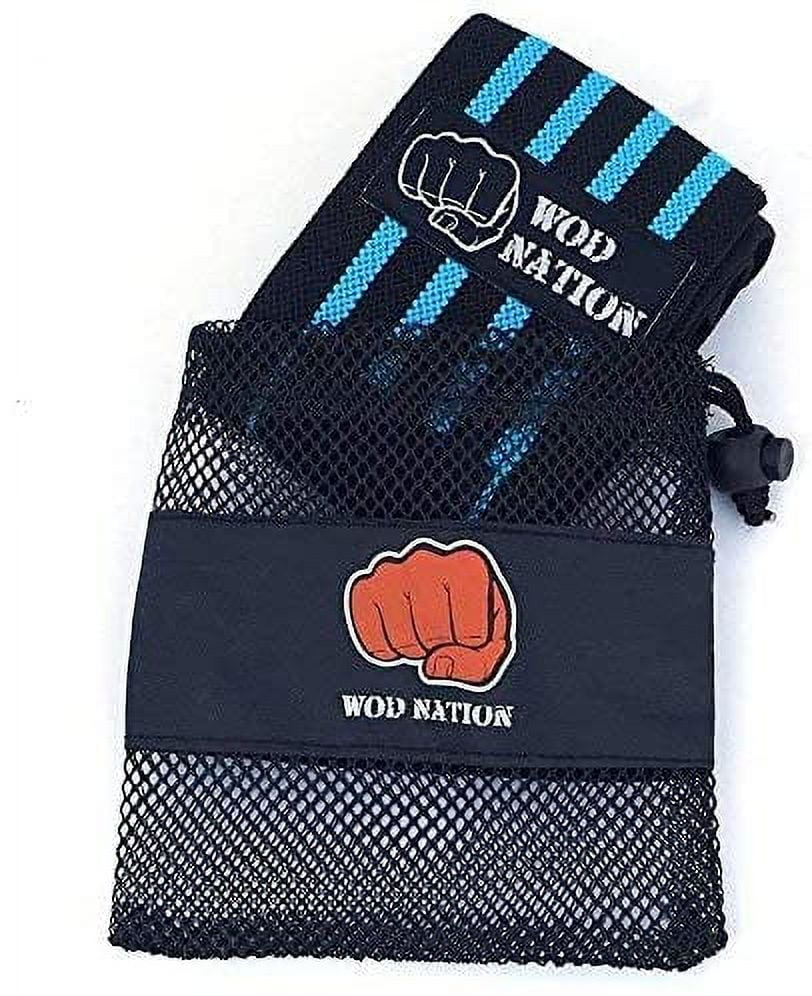 12" Weightlifting Wrist Wraps for Men & Women, Set of 2, Black & Light Blue, Wrist Strap Support for Strength Training, Bodybuilding, Weight Training