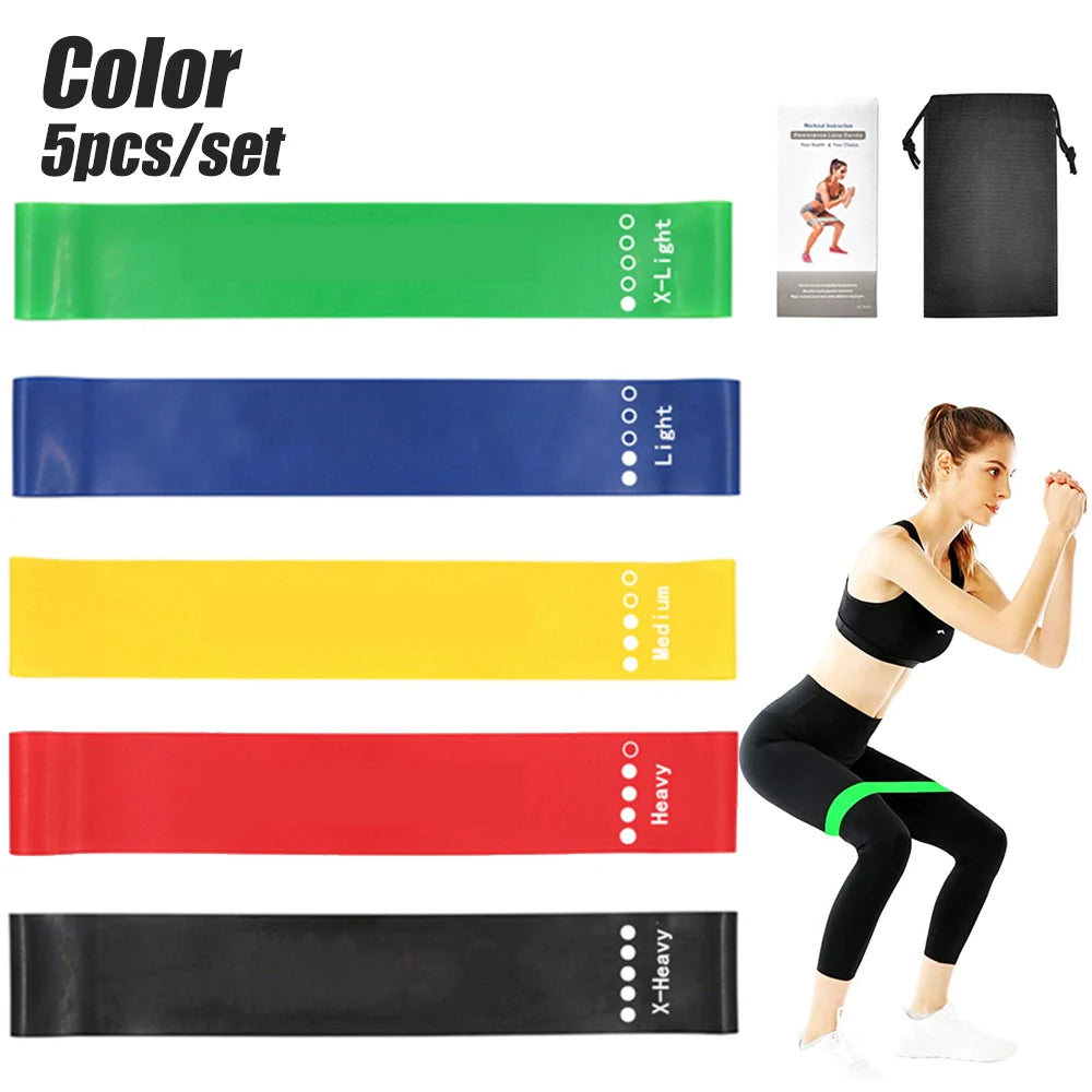 5 Pcs Portable Fitness Workout Equipment Rubber Resistance Bands Yoga Gym Elastic Gum Strength Pilates Crossfit Weight