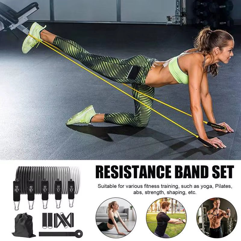 Workout Bands Set 11Pcs Elastic Workout Bands Elastic Bands for Strength Training for Men and Women Workout Equipment