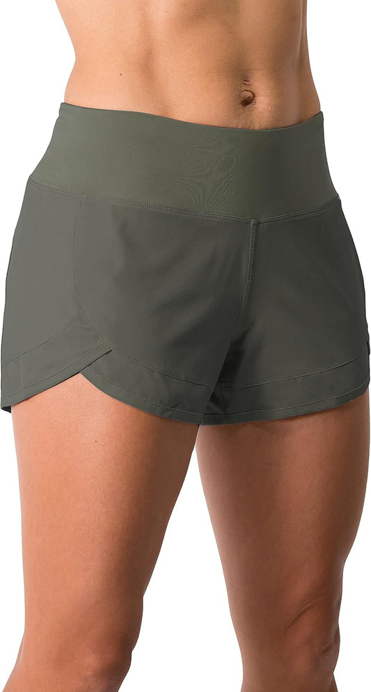 Womens 3" Lightweight Running WOD Volleyball Shorts Workout Mesh Liner Zip Pocket