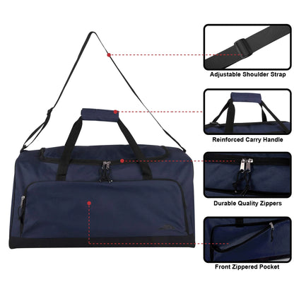 , 55 Liter 24" Lightweight Unisex Canvas Duffle Bags for Traveling, the Gym, and as Sports Equipment Bag/Organizer - Navy Blue