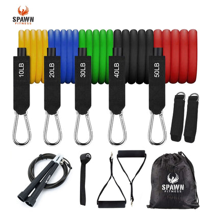 Home Gym Resistance Bands (Set of 11) with Carry Bag and Jump Rope