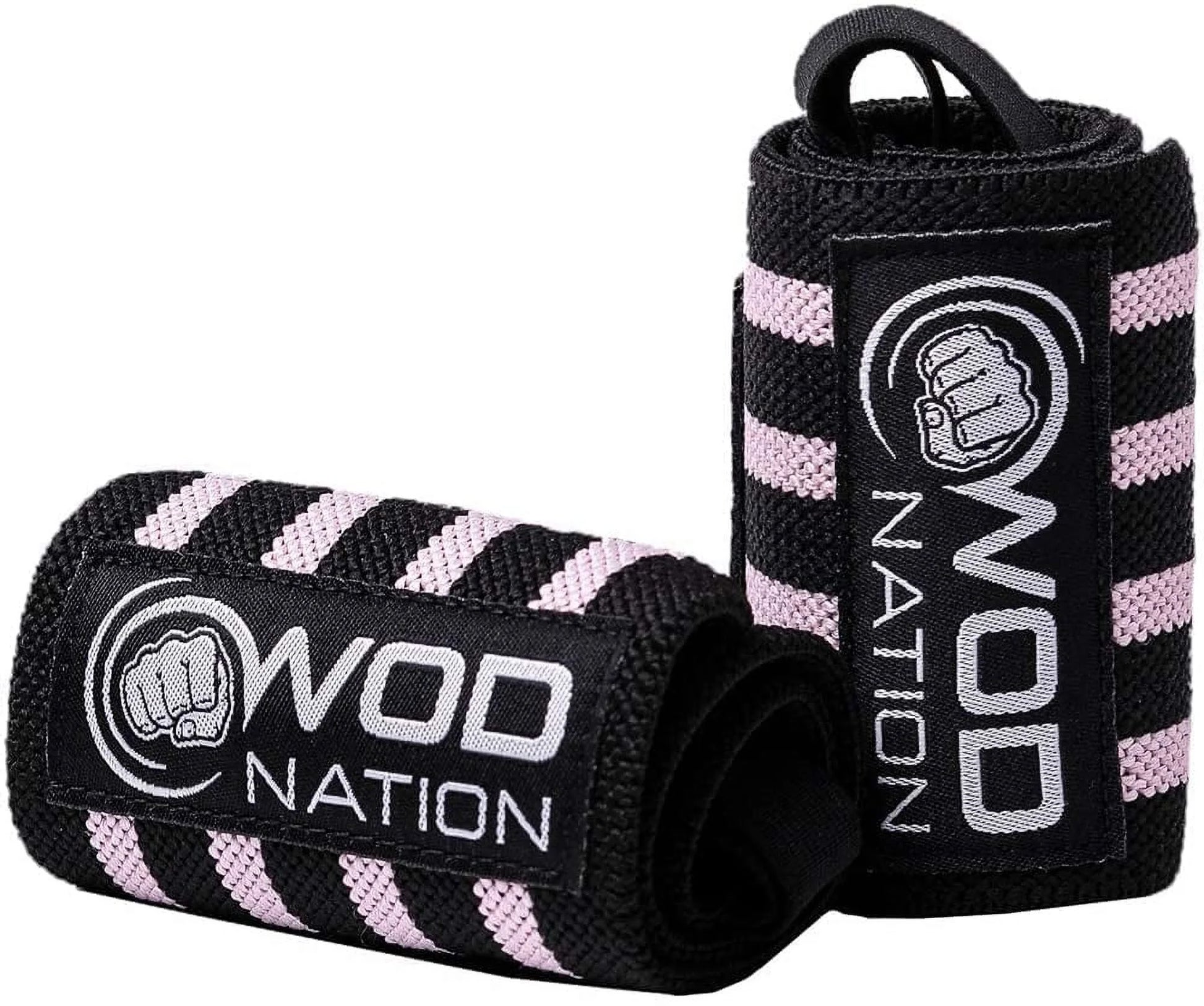 12" Weightlifting Wrist Wraps Unisex Durable Black & Pink 2-Pack