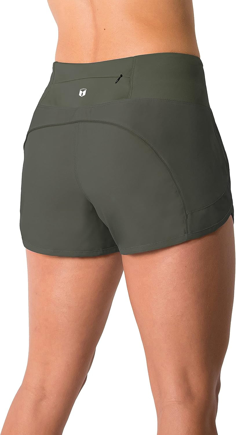 Womens 3" Lightweight Running WOD Volleyball Shorts Workout Mesh Liner Zip Pocket