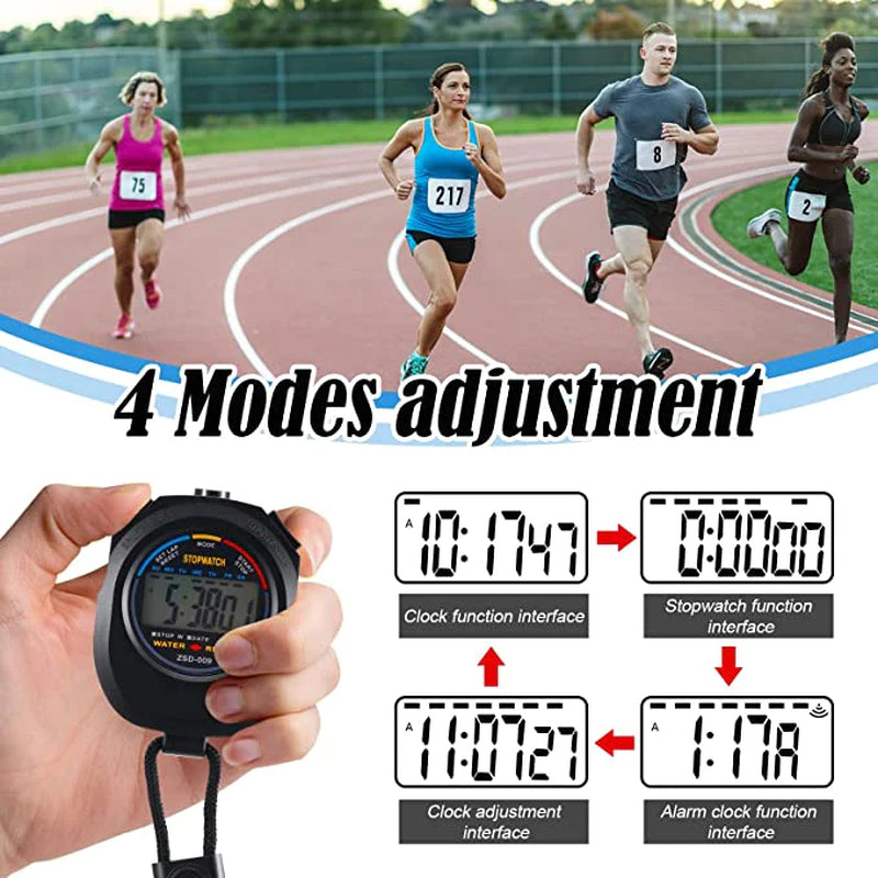 2PCS SET Digital Stopwatch Sports Counter Chronograph Date Timer Odometer Watch